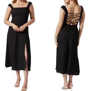 ASTR the Label | Crinkle Maxi Dress Black Corset | Medium New with Tags